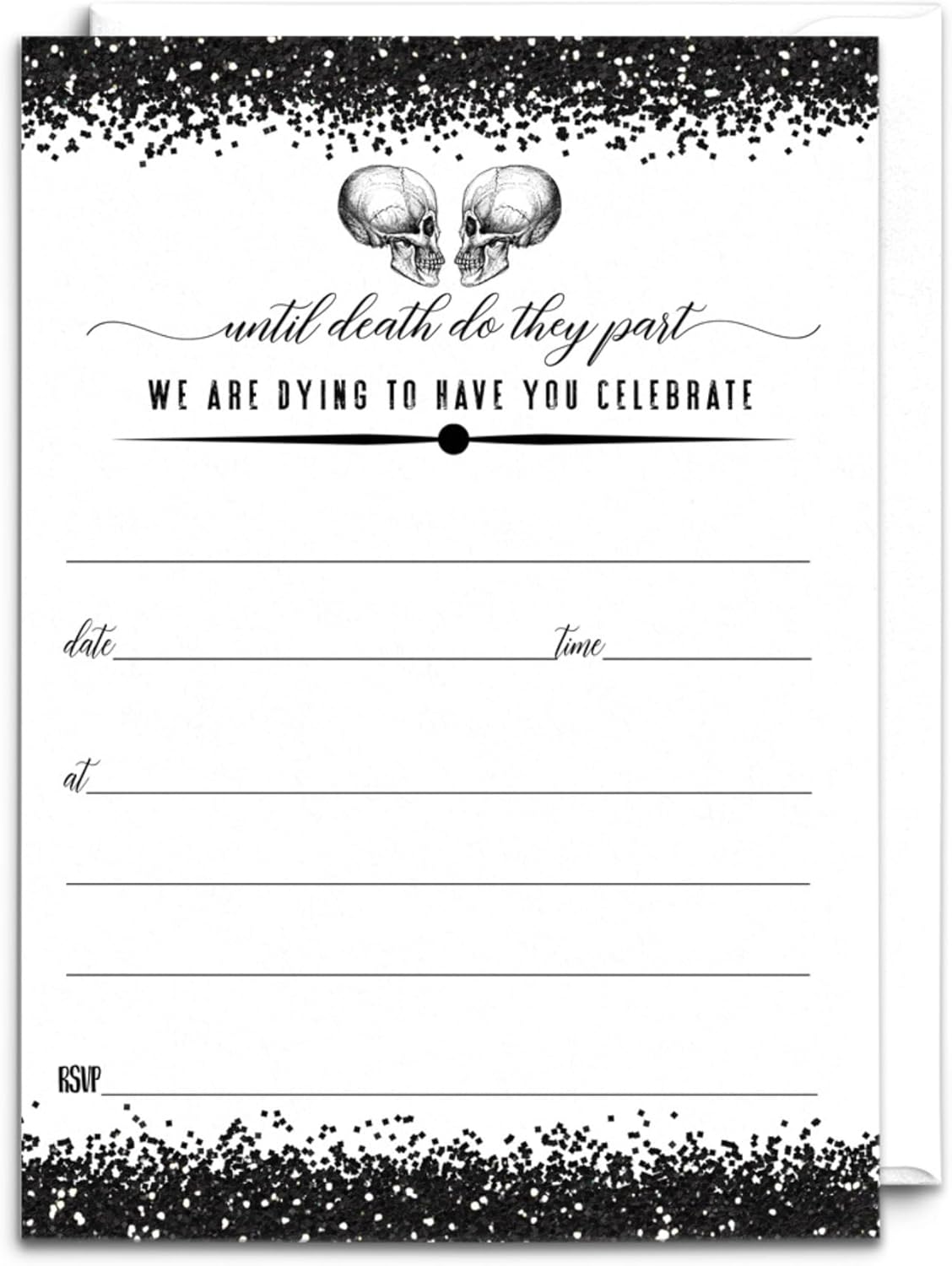 Glam Skull Halloween Invitations with Envelopes - 25 Pack