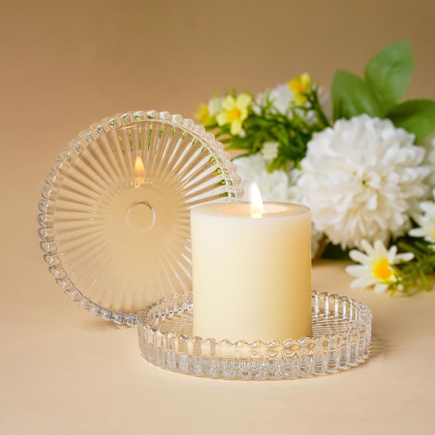 Kanpura 4 Inch Glass Candle Holder Set of 2
