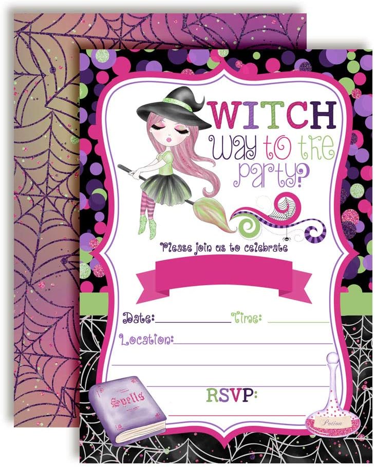 Fancy Halloween Witch Party Invites 20 5x7 Fill In Cards