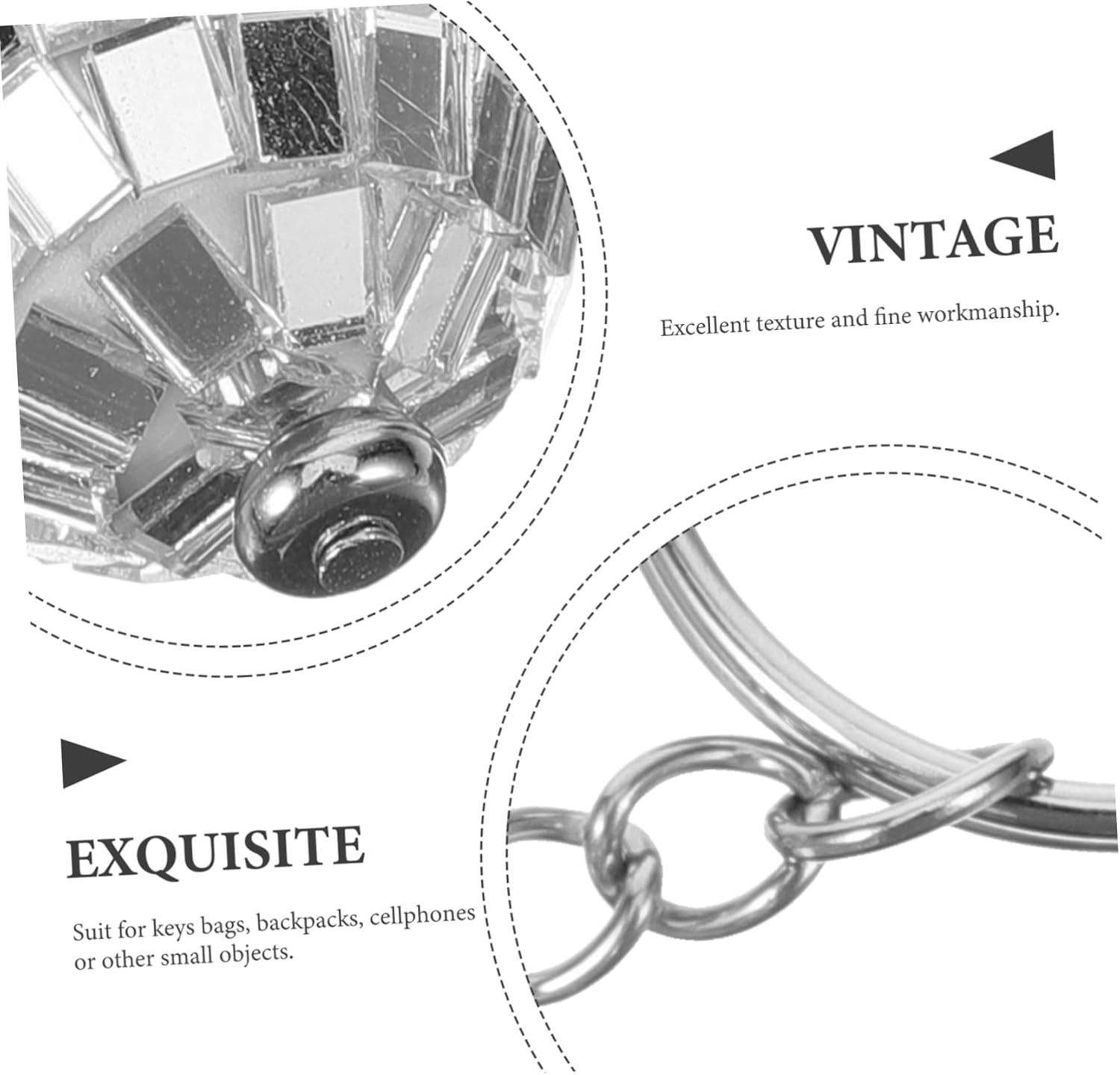 6pcs Retro Disco Keychain Pendant for Stylish Backpack Accessories