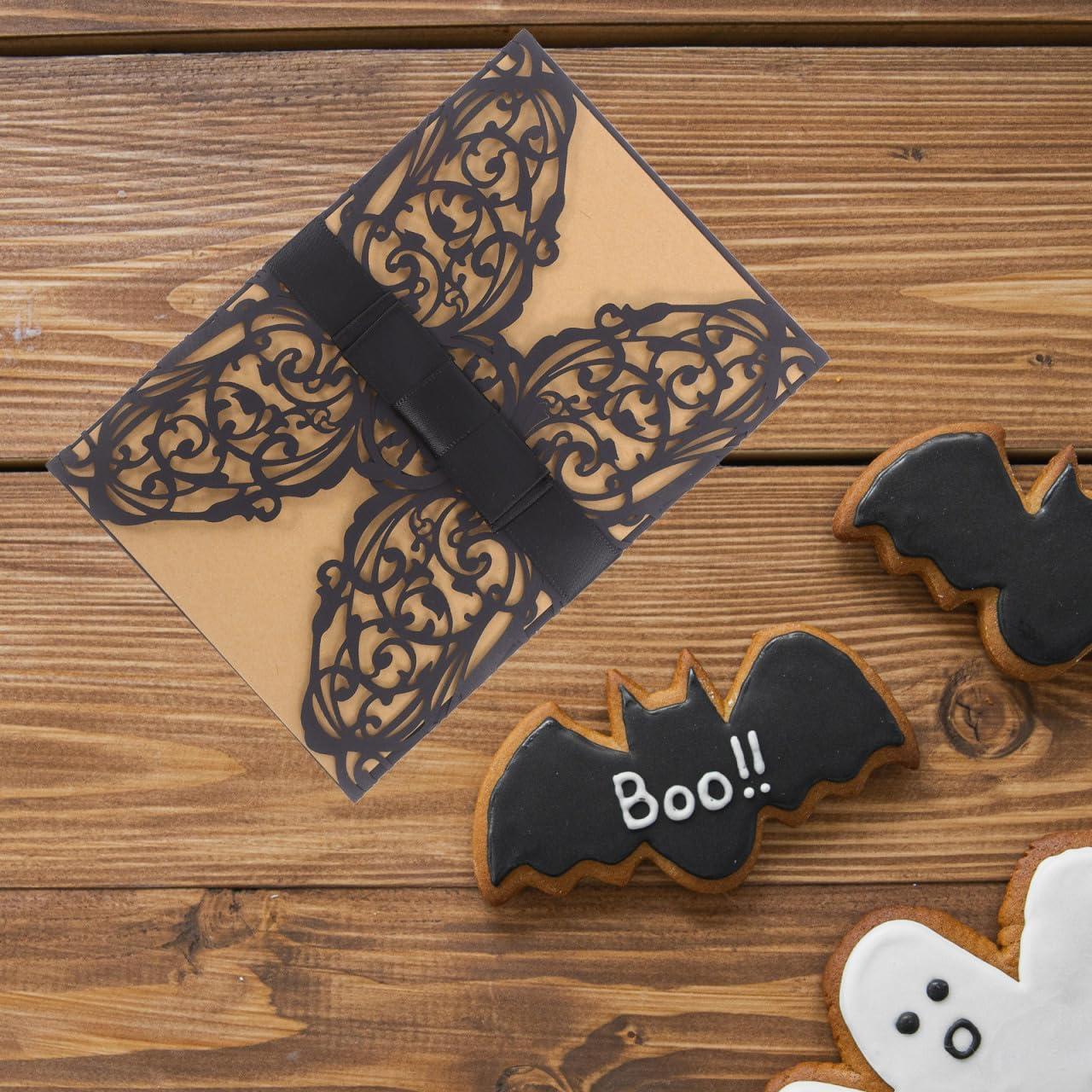 STOBOK 10Pcs Halloween Party Invitations with Bowknots and Envelopes