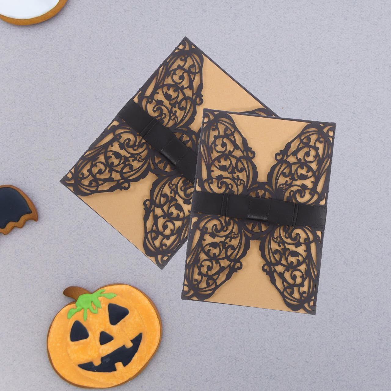 STOBOK 10Pcs Halloween Party Invitations with Bowknots and Envelopes