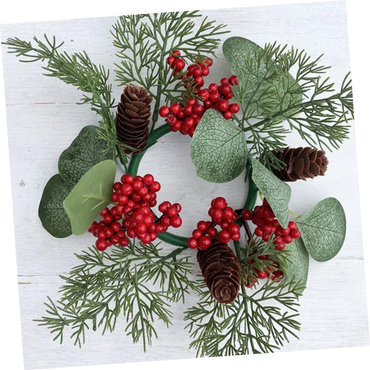 BESTYASH Christmas Candle Ring Wreath Artificial Decor