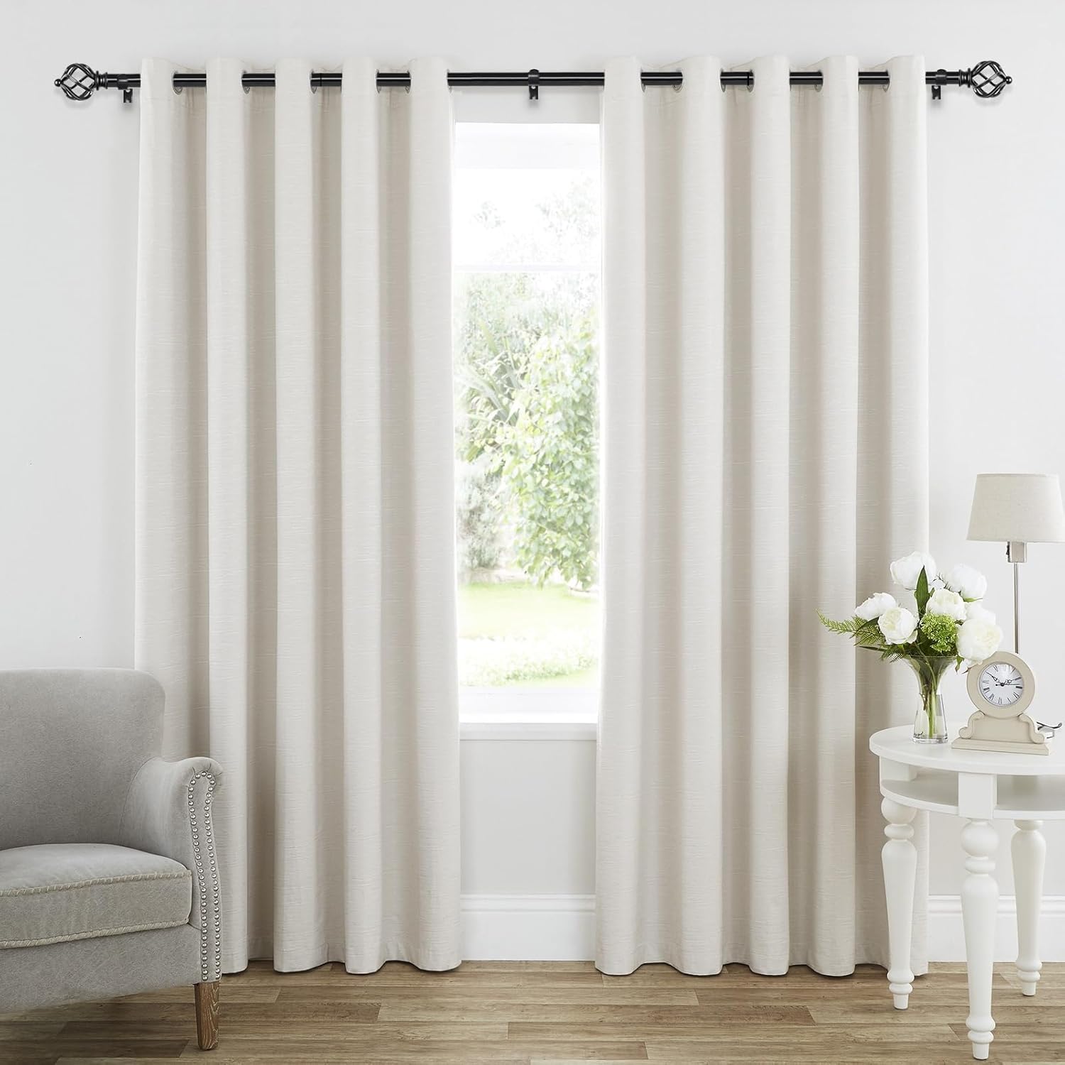 KAMANINA Black Adjustable Curtain Rod 32-58 Inch