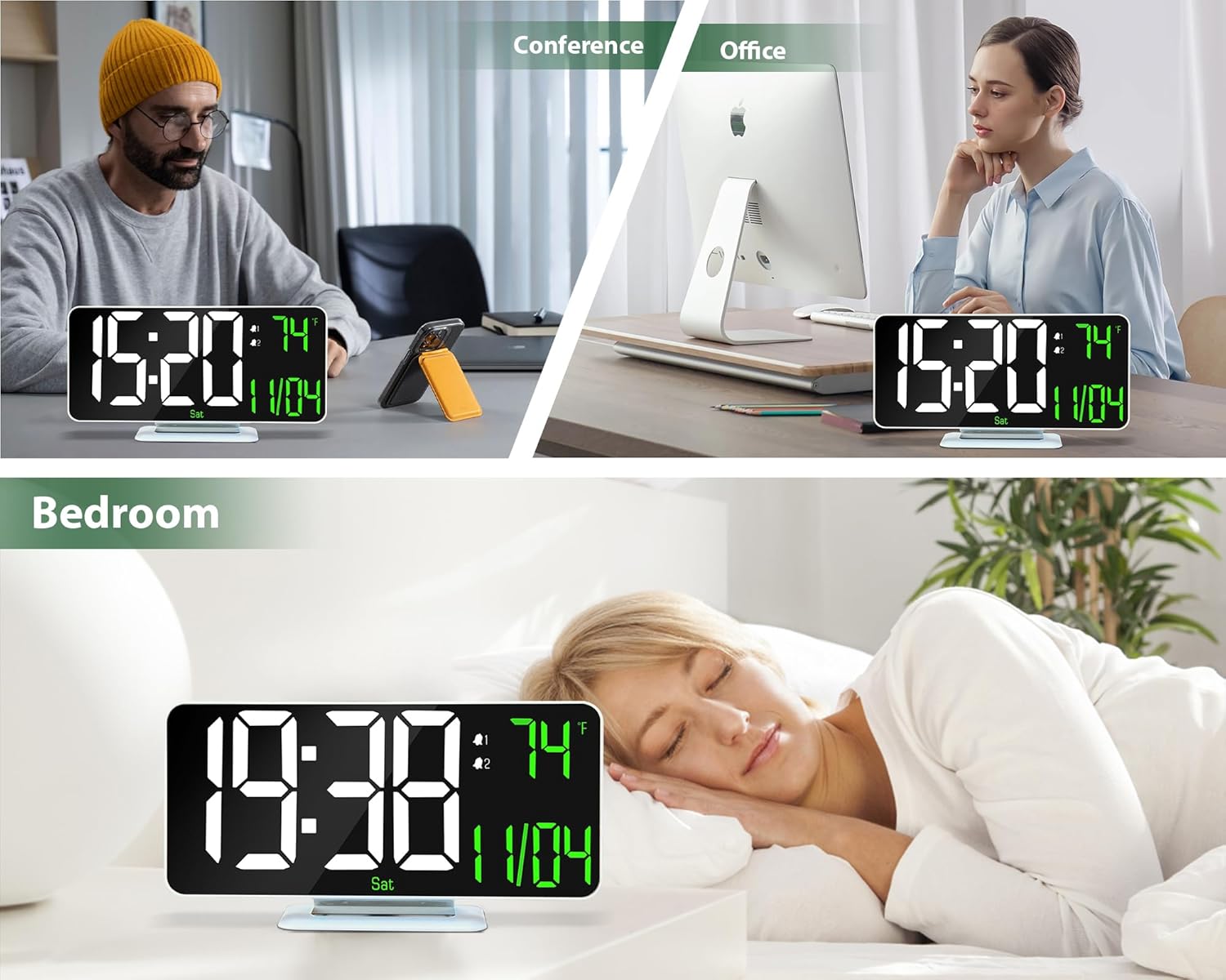 67 Inch Digital Alarm Clock with Temperature Display