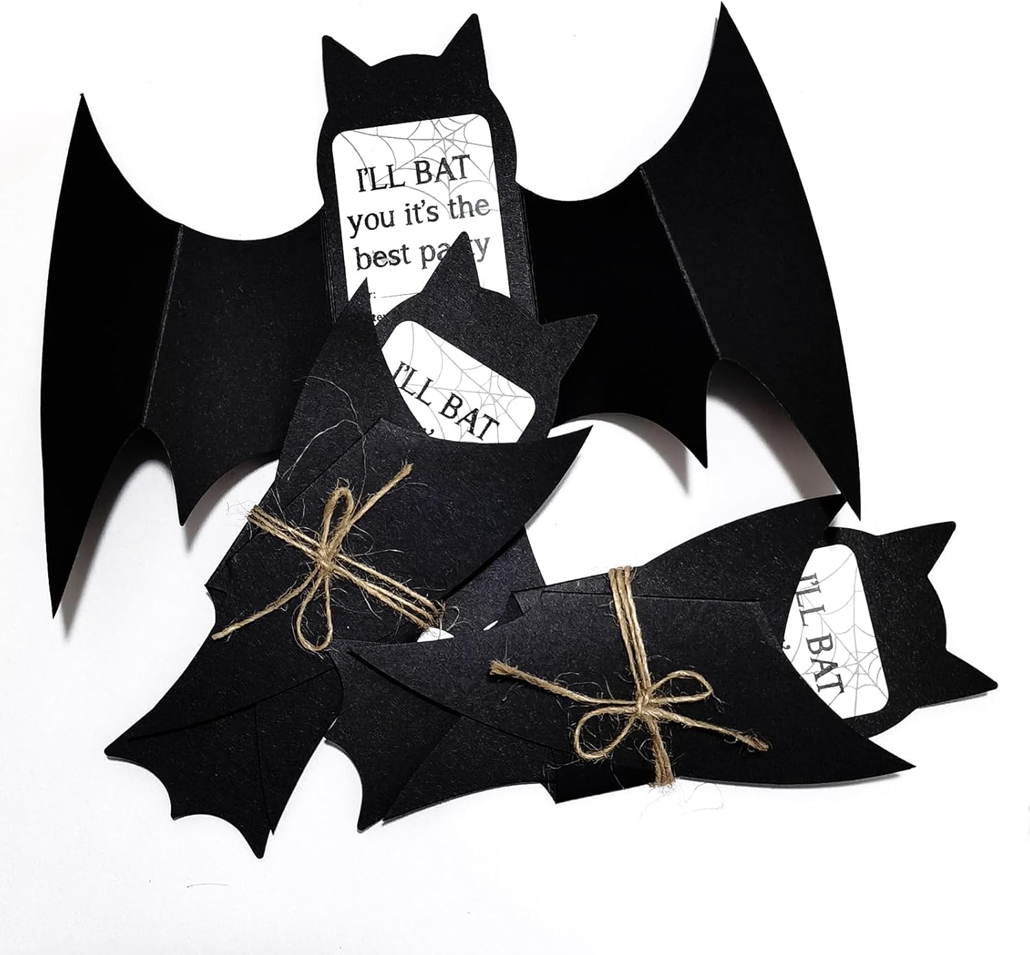 Superhero Party Favor Invitations 20PCS 3D Black Bats Cards