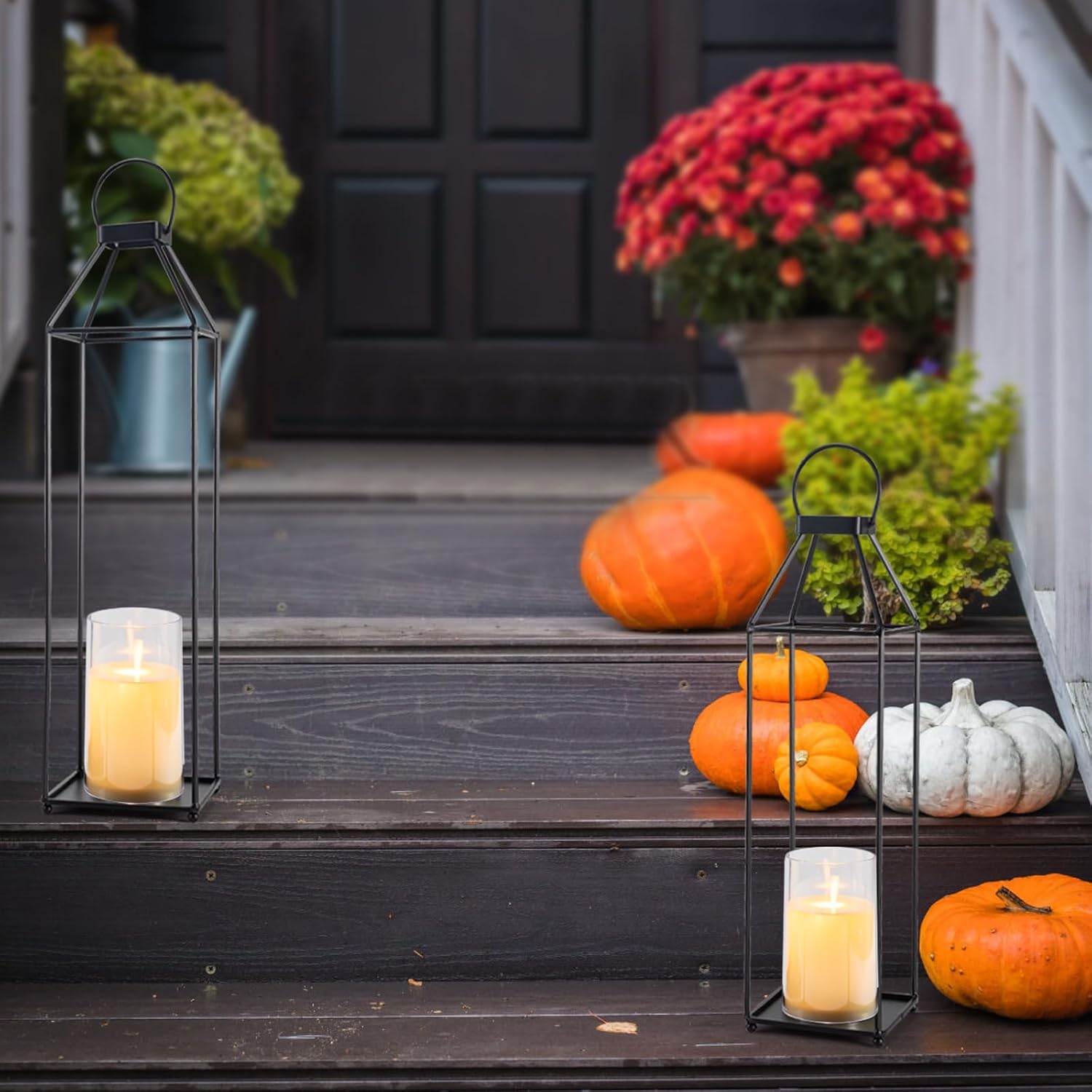 ELEATTRUN Outdoor Candle Lantern Set of 2