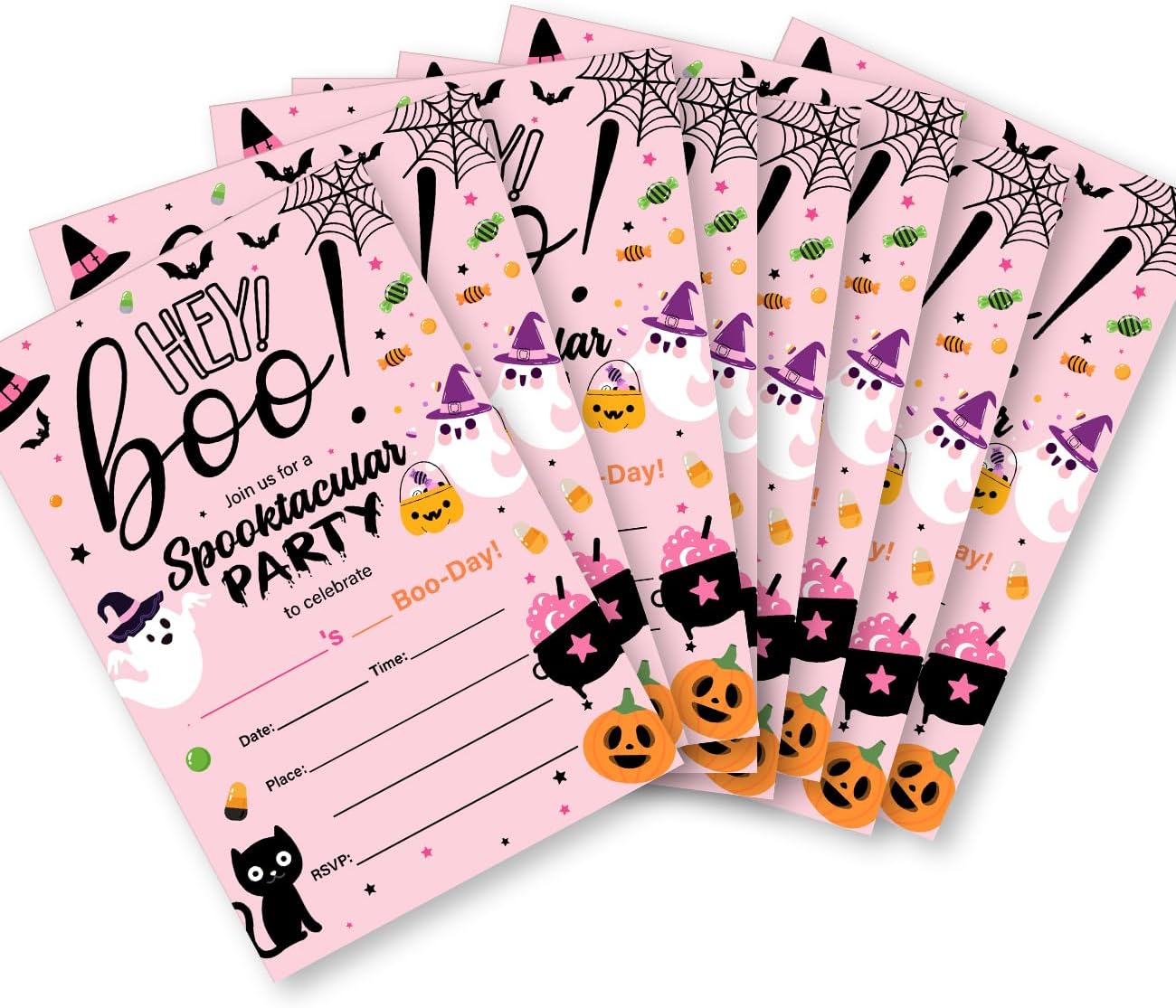 Pink Halloween Party Invitations Set of 20
