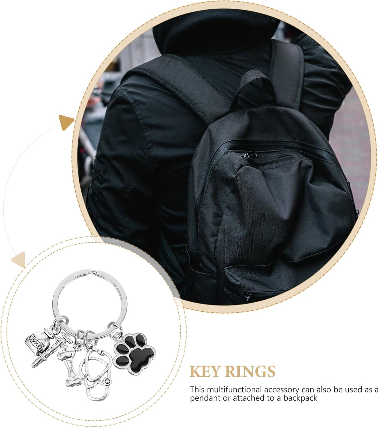 Adorable Dog Paw Keychain Charm for Keys Bags Backpacks