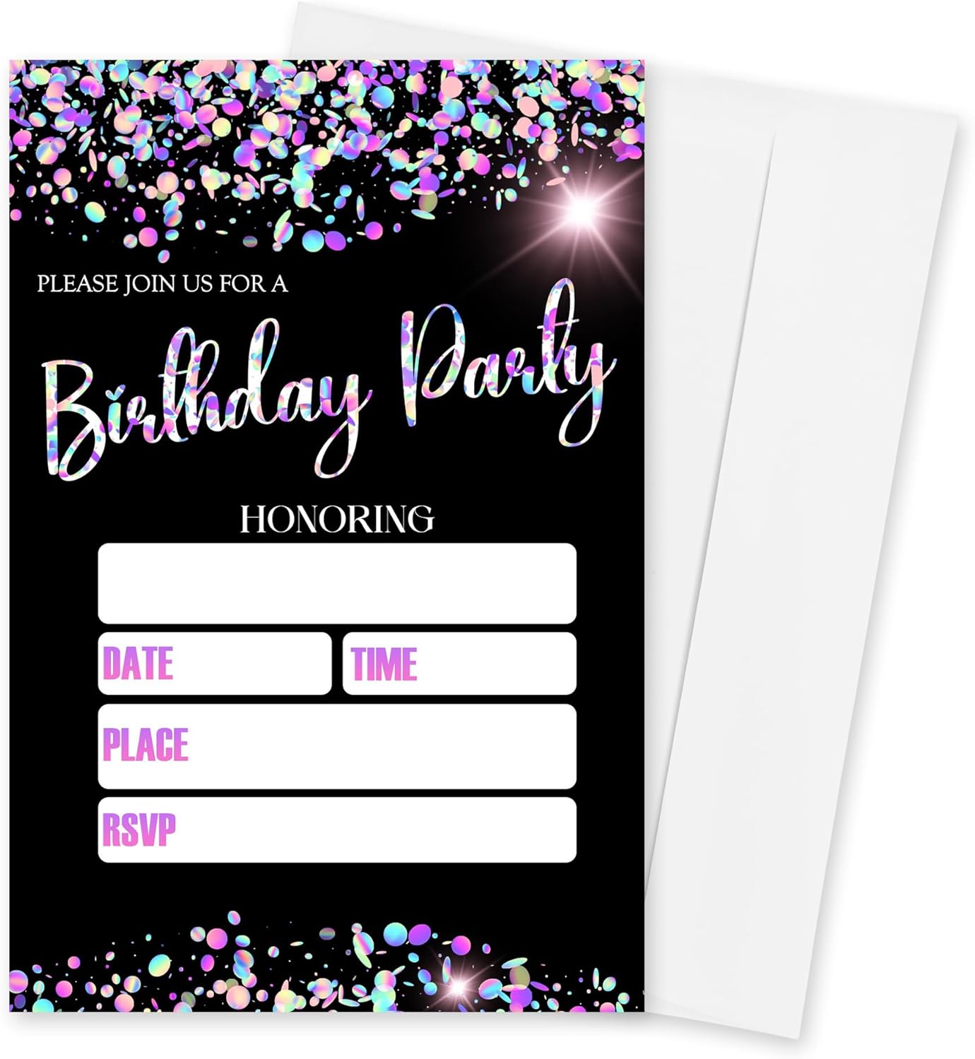 Birthday Invitations Girl 20 Double Sided Glitter Sequins Theme Invites With Envelopes