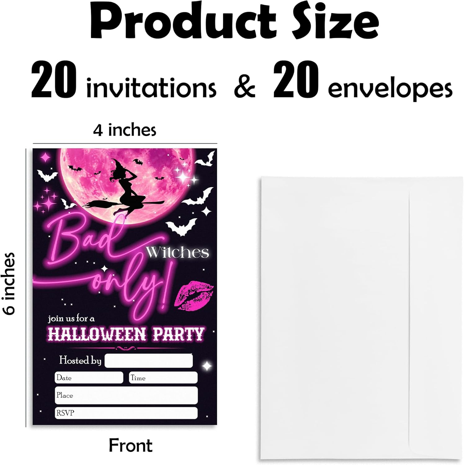 Bad Witches Only Halloween Party Invitation Set Of 20