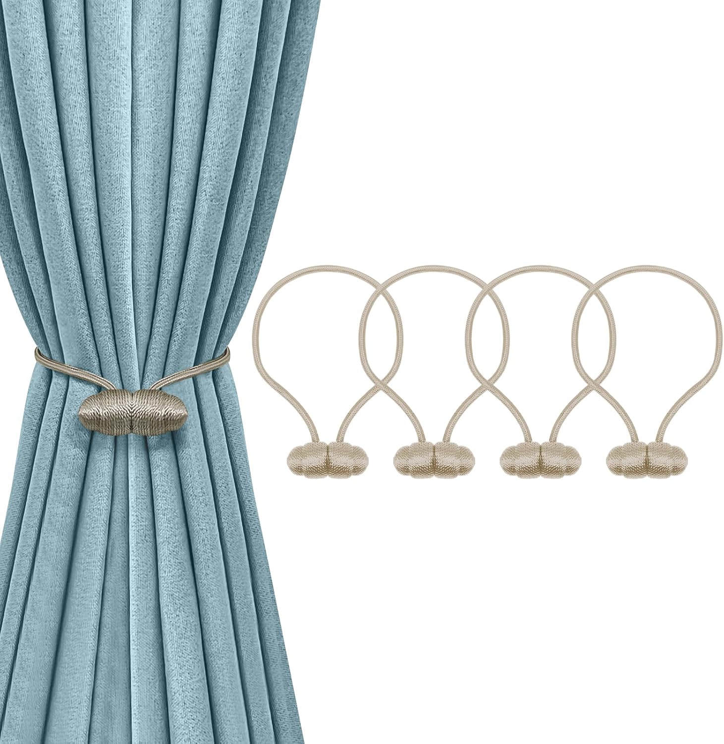 Tifanso Beige Magnetic Curtain Holdbacks - 4pcs Set