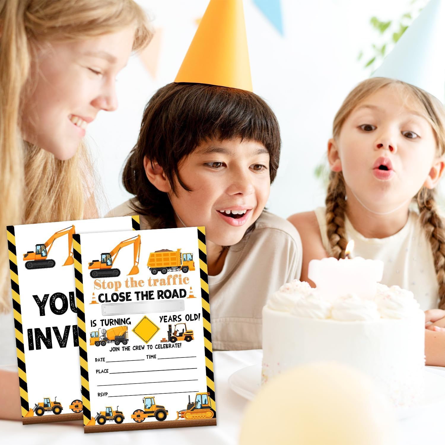 Construction Birthday Invitations with Envelopes 20 Set
