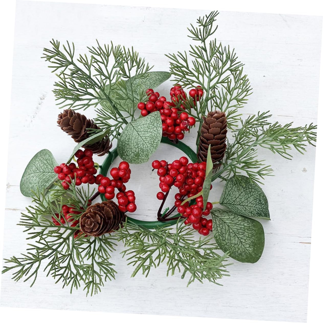 BESTYASH Christmas Candle Ring Wreath Artificial Decor