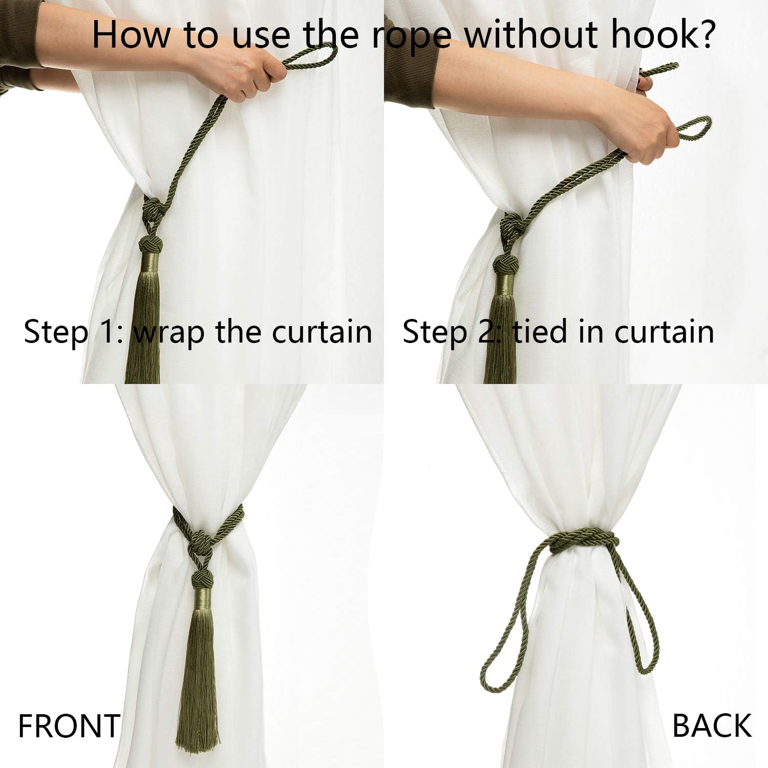 BEL AVENIR Green Curtain Holdbacks 4 Pack