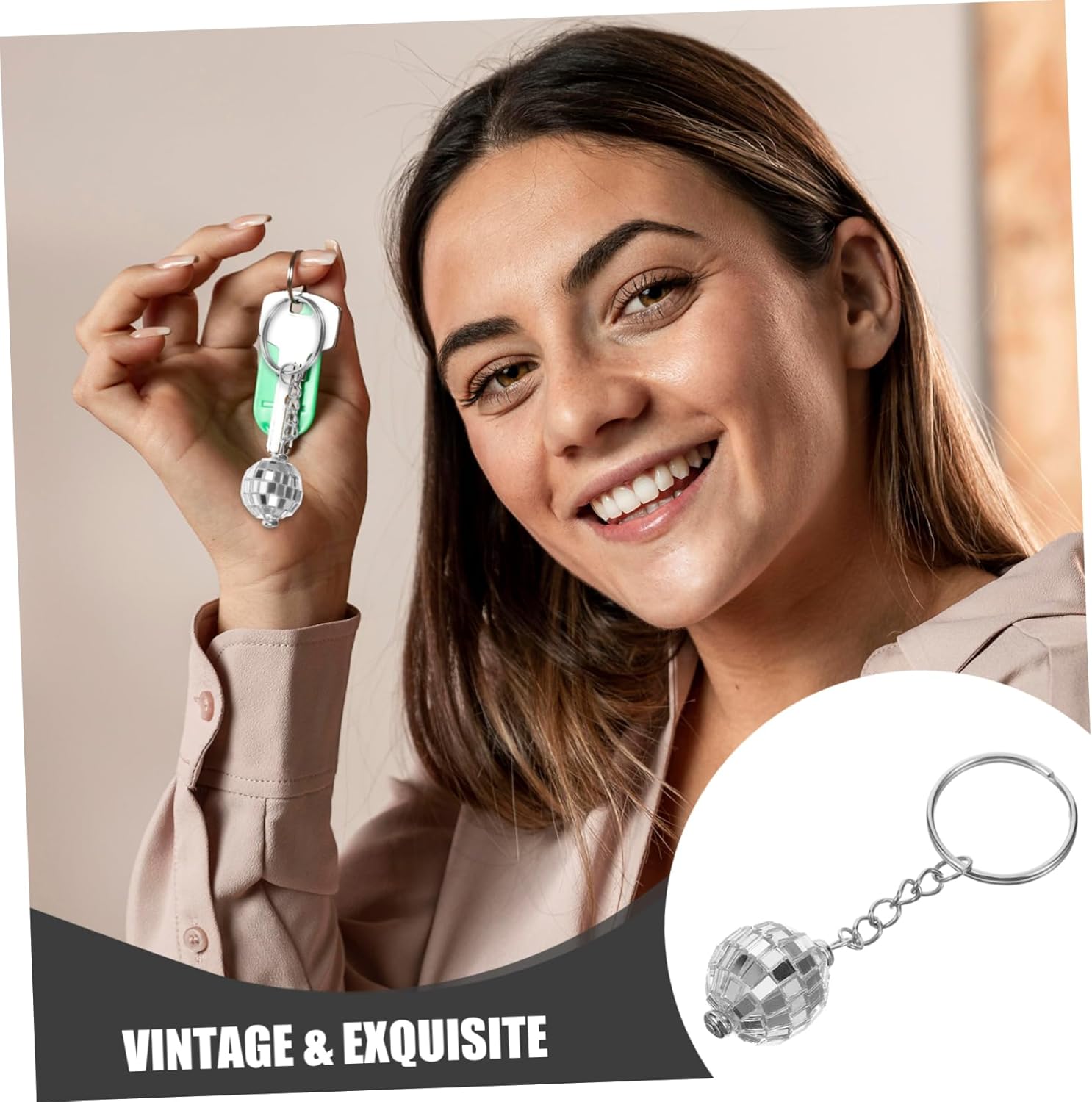6pcs Retro Disco Keychain Pendant for Stylish Backpack Accessories