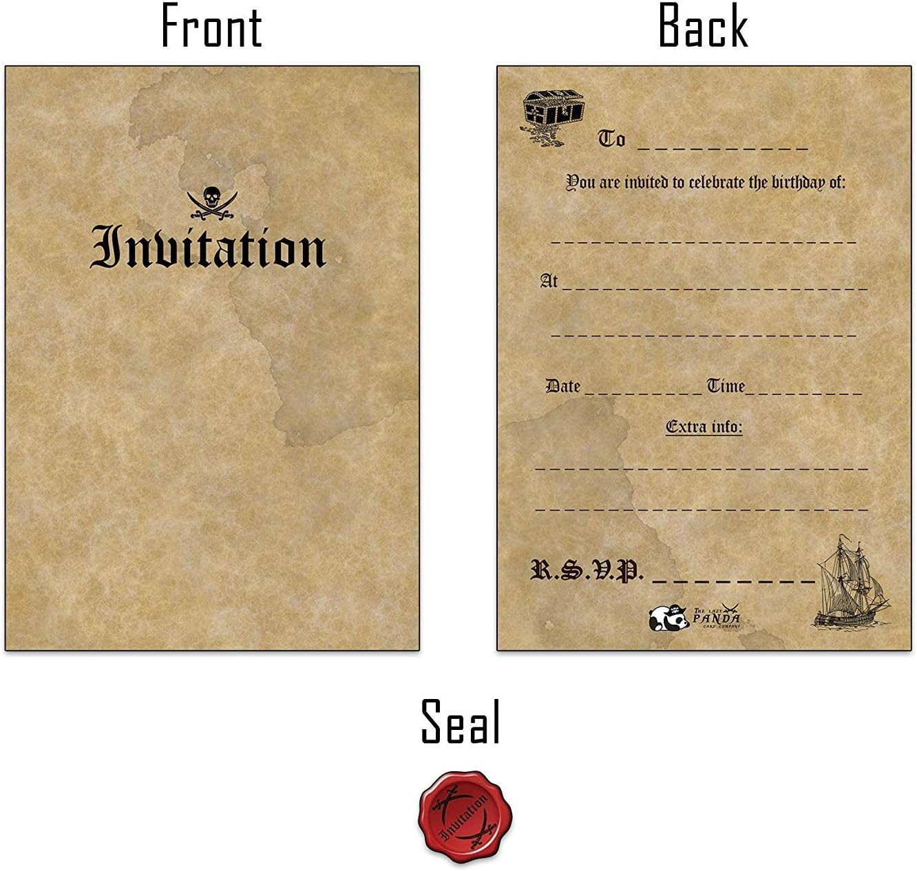 20 Pirate Birthday Invitations Roll Up Pirate Scrolls