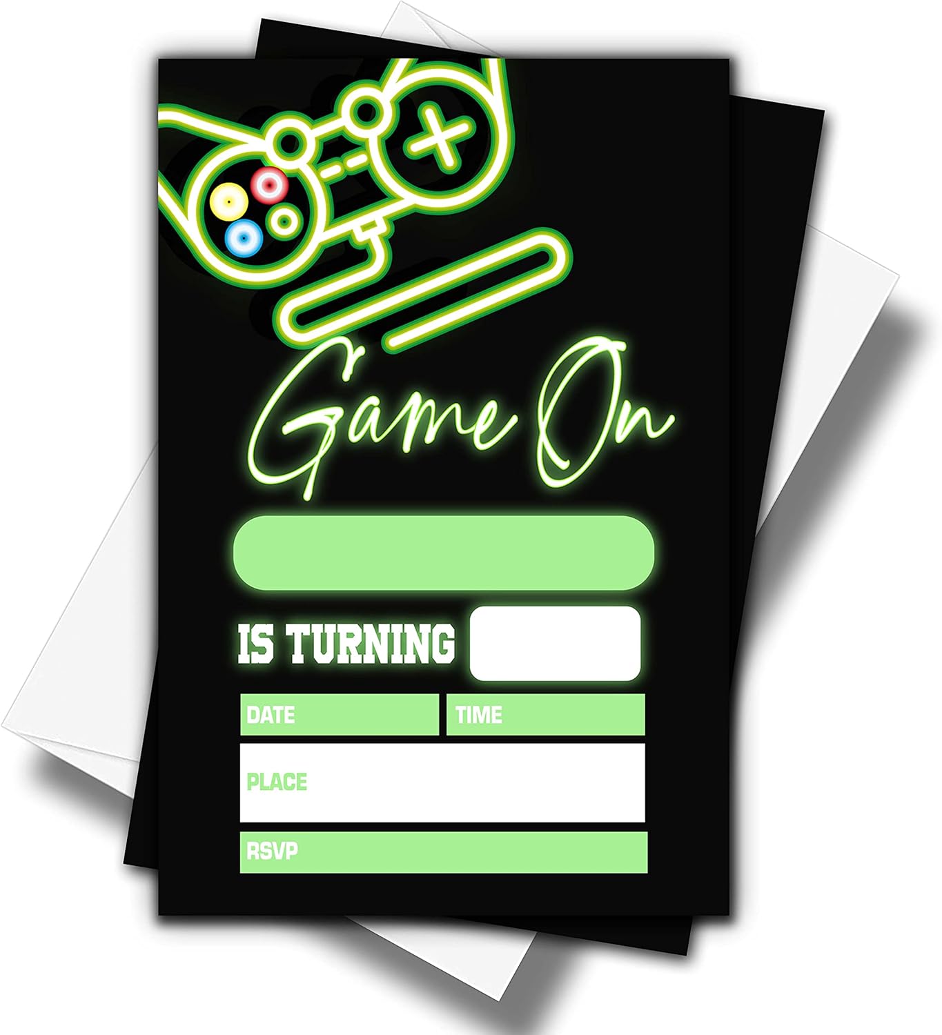 ONDTOM Video Game Birthday Invitations 20 Pack 4x6 Neon