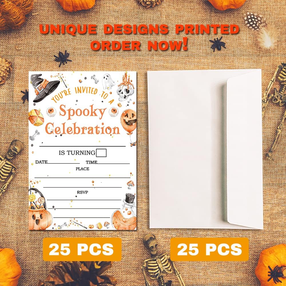 Deluxe Halloween Party Invitations Set with Envelopes