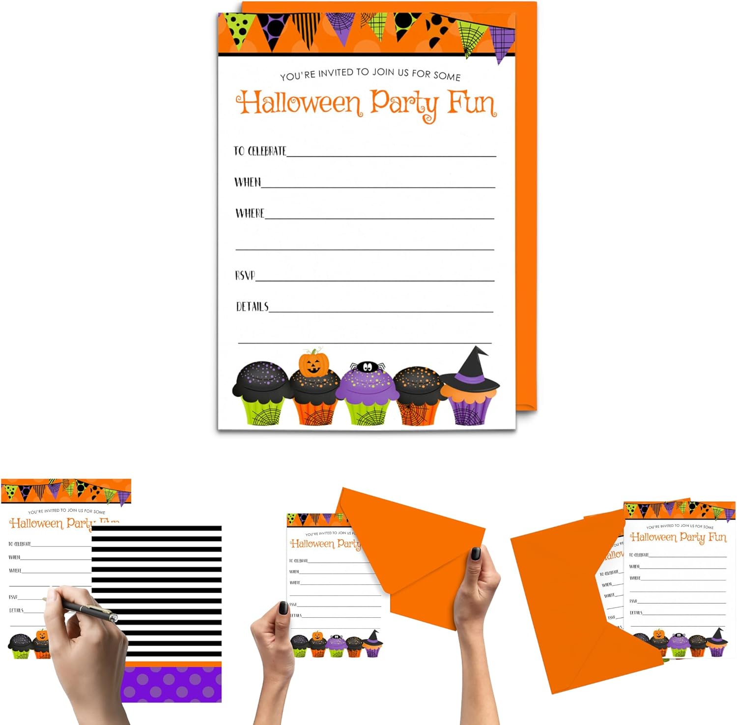 Halloween Birthday Invitations with Envelopes Set of 15