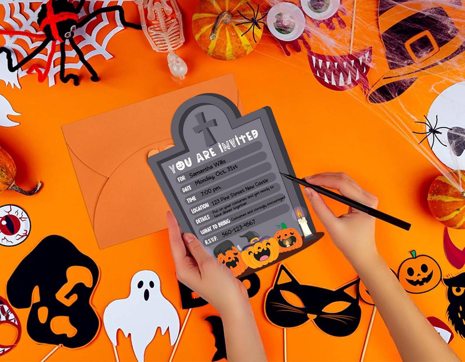 D24TIME Halloween Invitation Cards 12Pcs with Envelopes