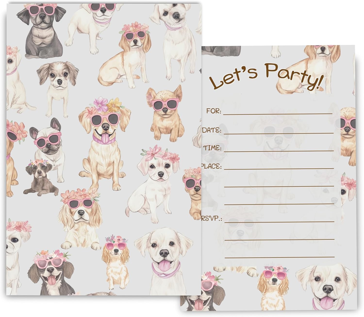 Puppy Dog Birthday Invitations for Girls 4x6 30 Sets