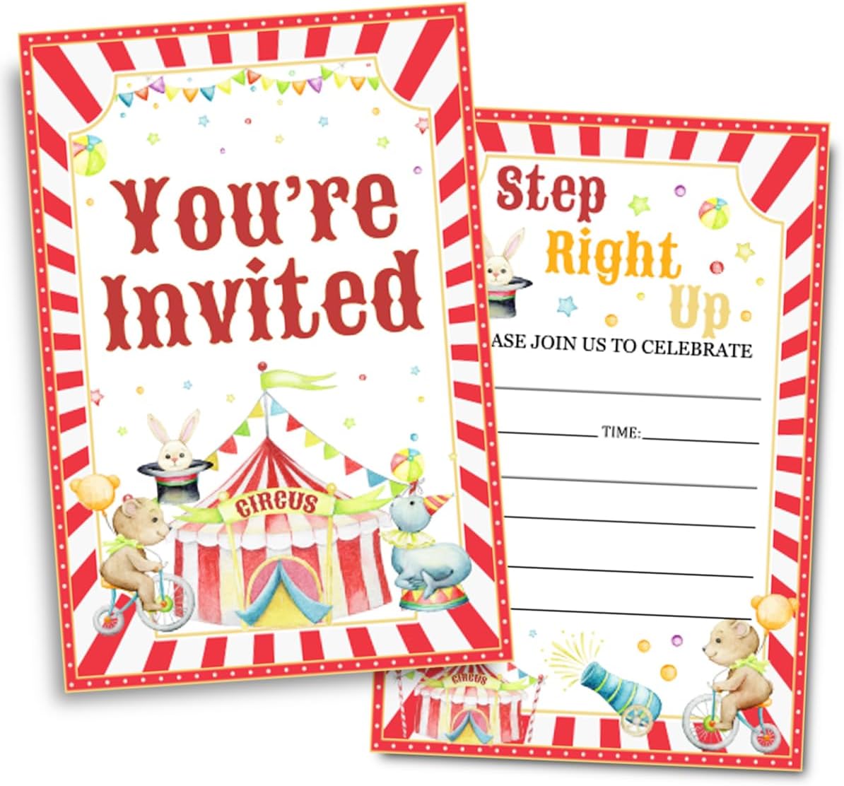 Carnival Birthday Party Invitations with Envelopes