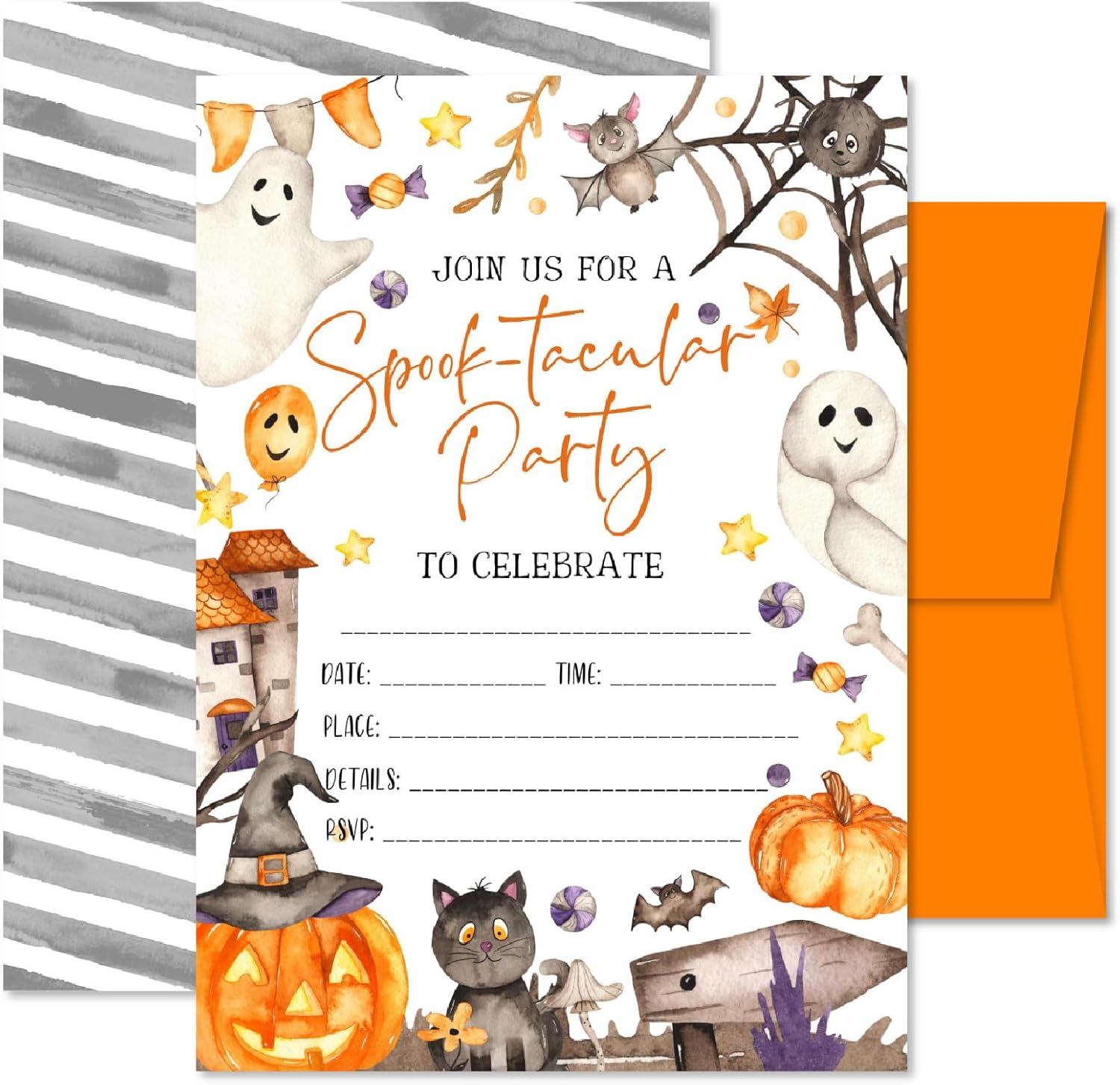 25 Spooktacular Halloween Party Invitations Cards with Envelopes