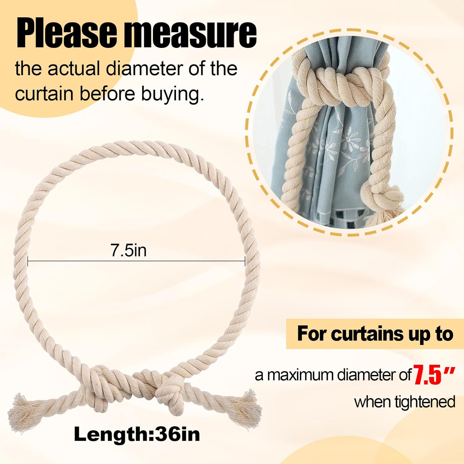 8 Pcs Hand Woven Curtain Tiebacks No Drilling