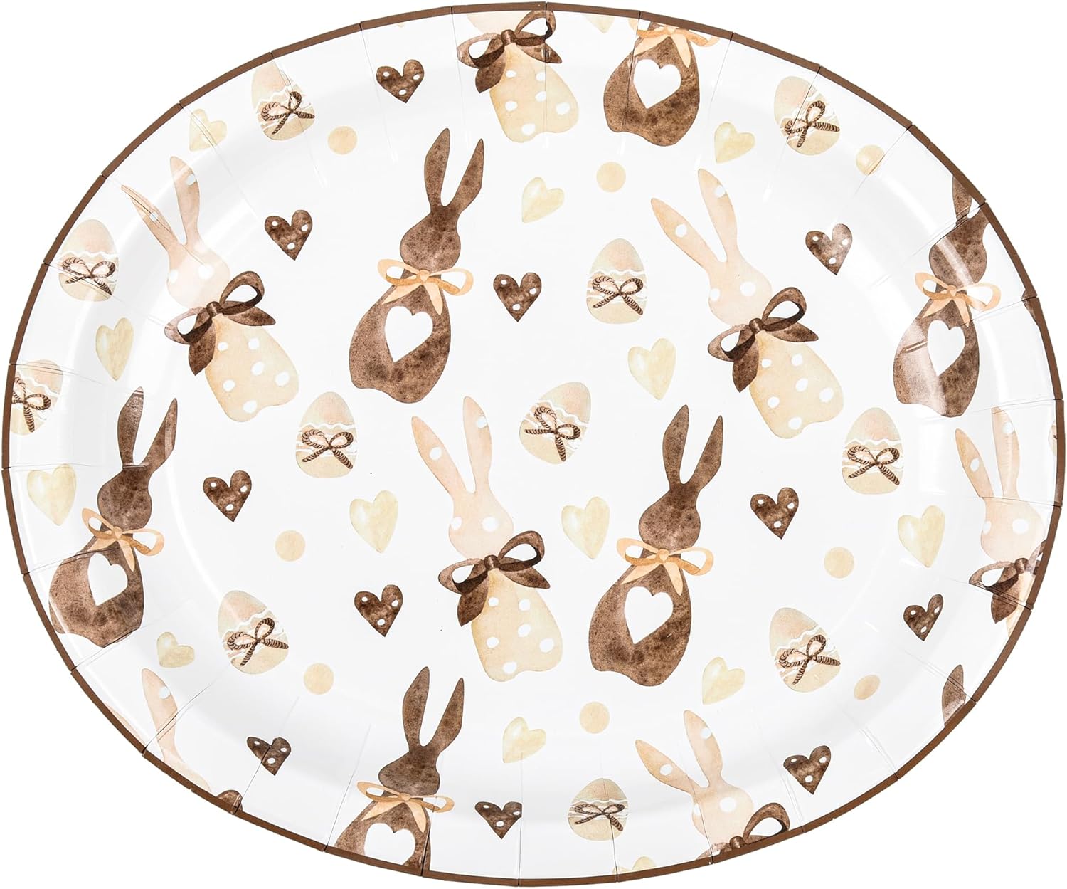 25 Pcs Easter Bunny Oval Paper Plates 10x12 Inch