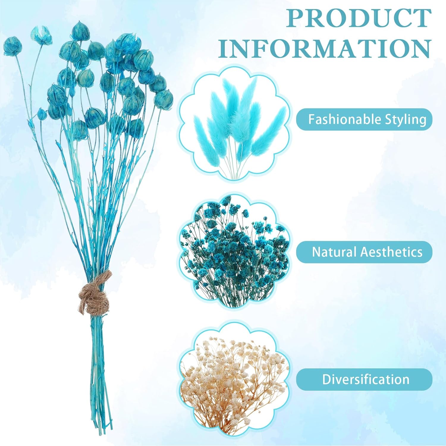 12 Pieces DIY Natural Dried Flower Set Blue