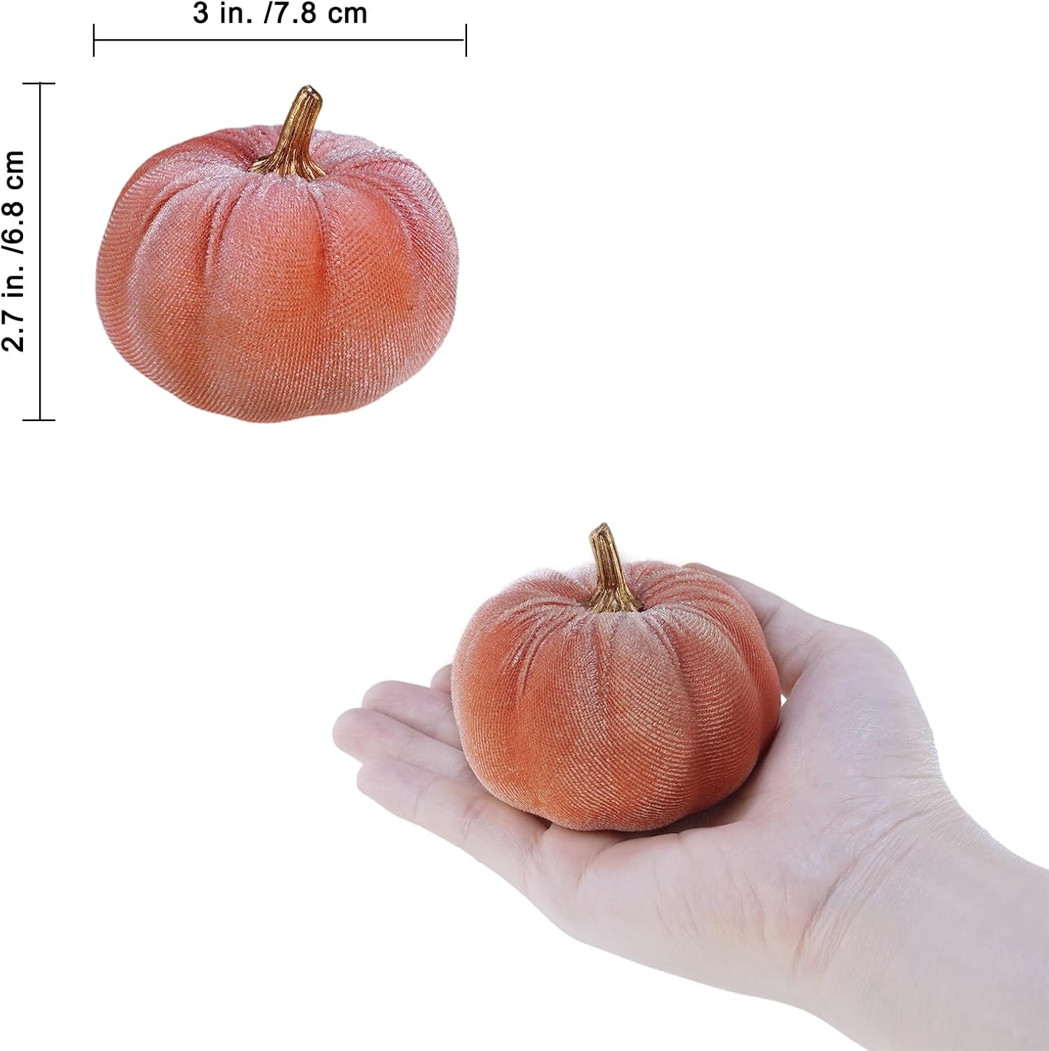 Winlyn 12 Pcs Small Velvet Pumpkin Decor Set