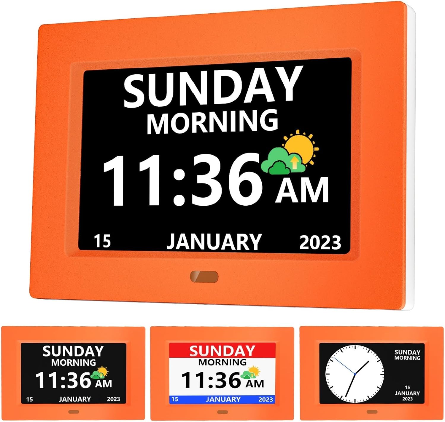 7 Inch Digital Clock with Day Date and Alarms for Seniors
