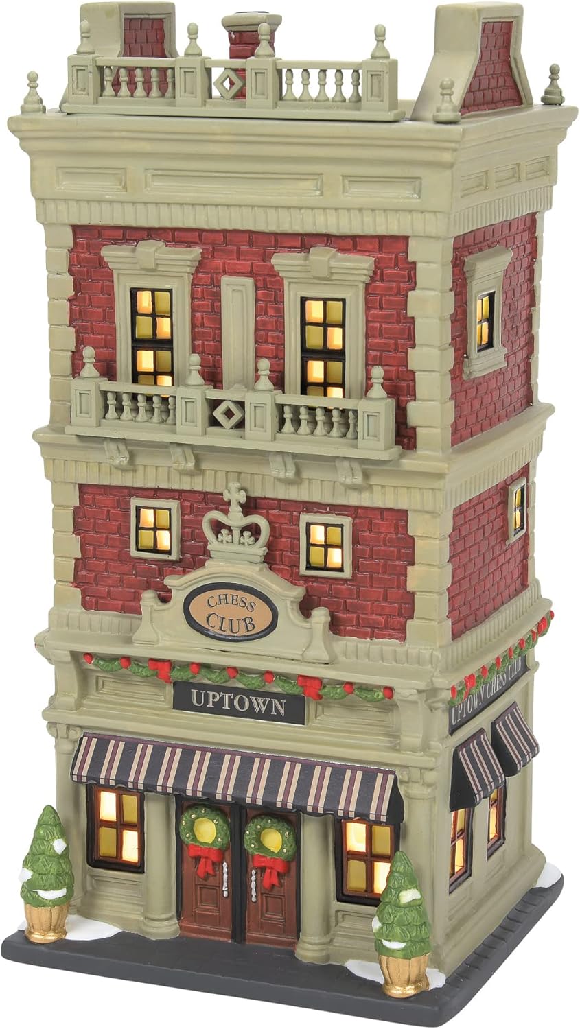 Department 56 Christmas in The City Village Uptown Chess Club Light Building