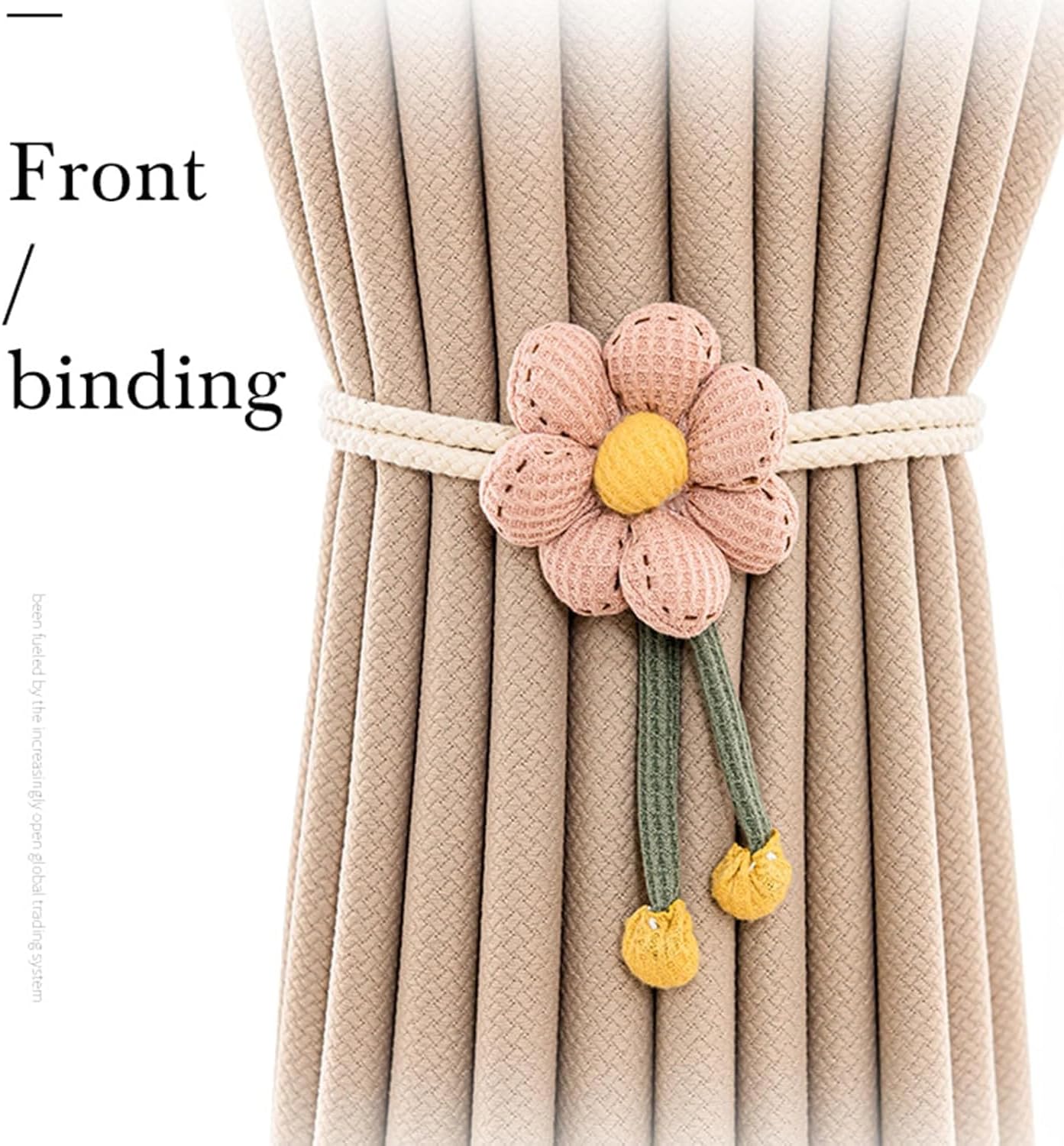2pcs Boho Flower Curtain Holdbacks with Adjustable Straps