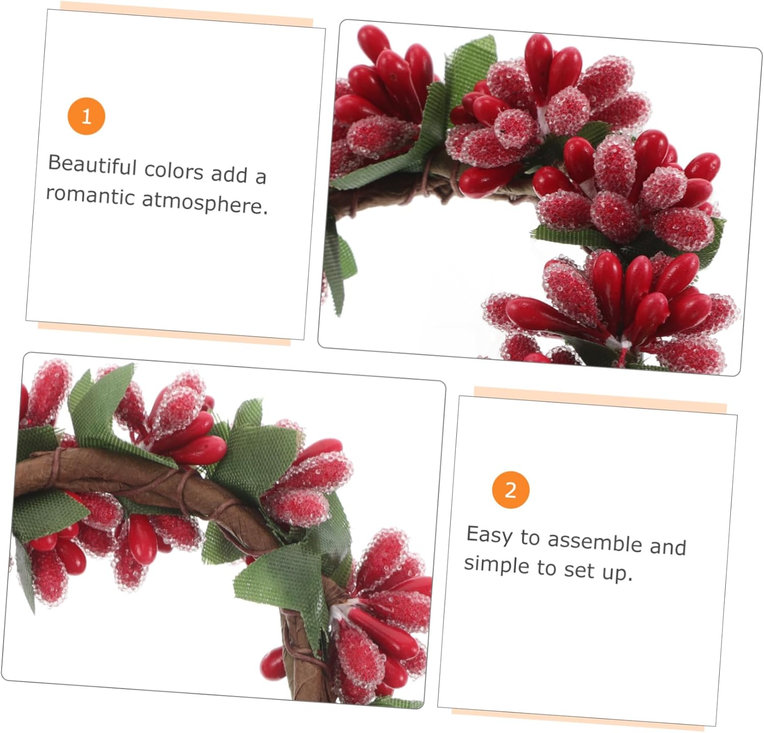 Artificial Red Berries Candle Wreath Decor
