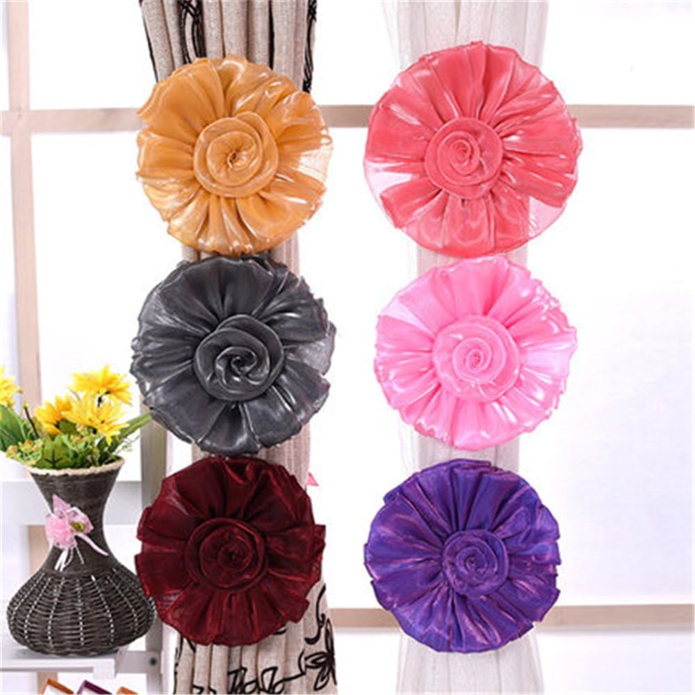 Turbokey 3D Rose Flower Curtain Tieback Holdback Set
