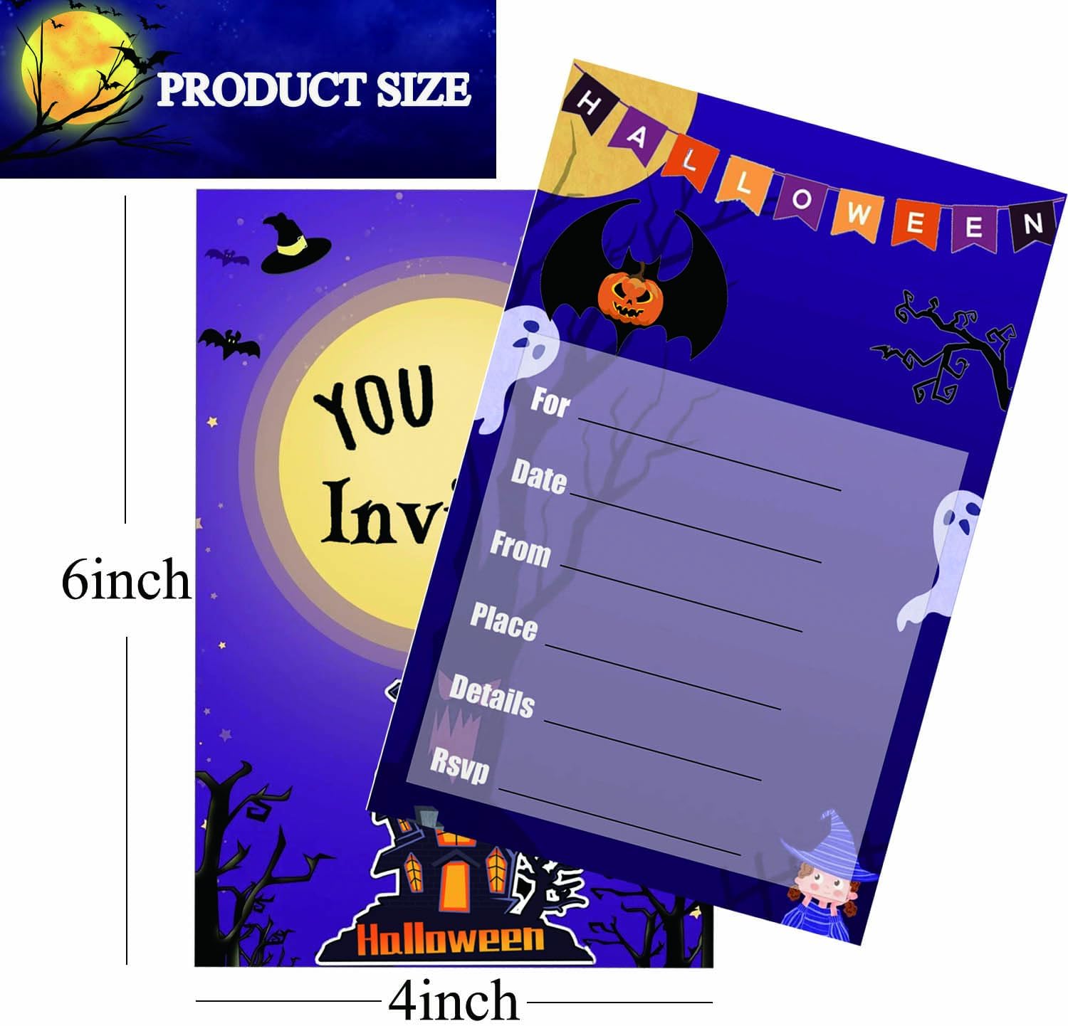 Halloween Party Invitation Cards 50-Pack
