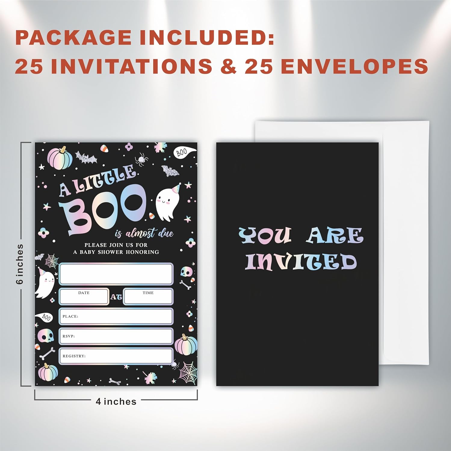 A Little Boo Is Almost Due Halloween Baby Shower Invites Set C09
