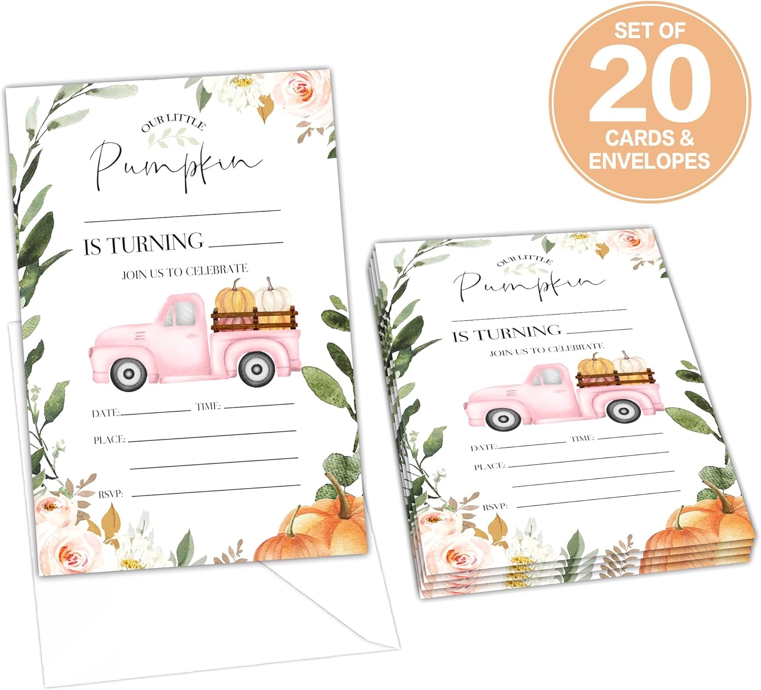 Pumpkin Party Invitations Halloween Birthday Decorations 4x6 Inch