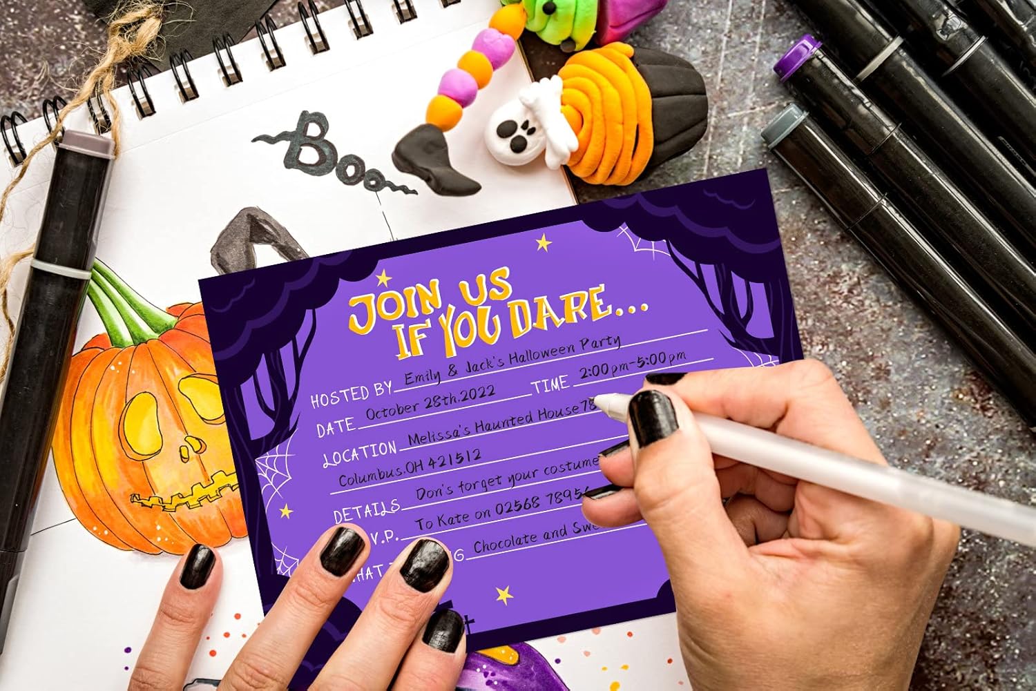 FaCraft Halloween Party Invitations 12pcs with Envelopes