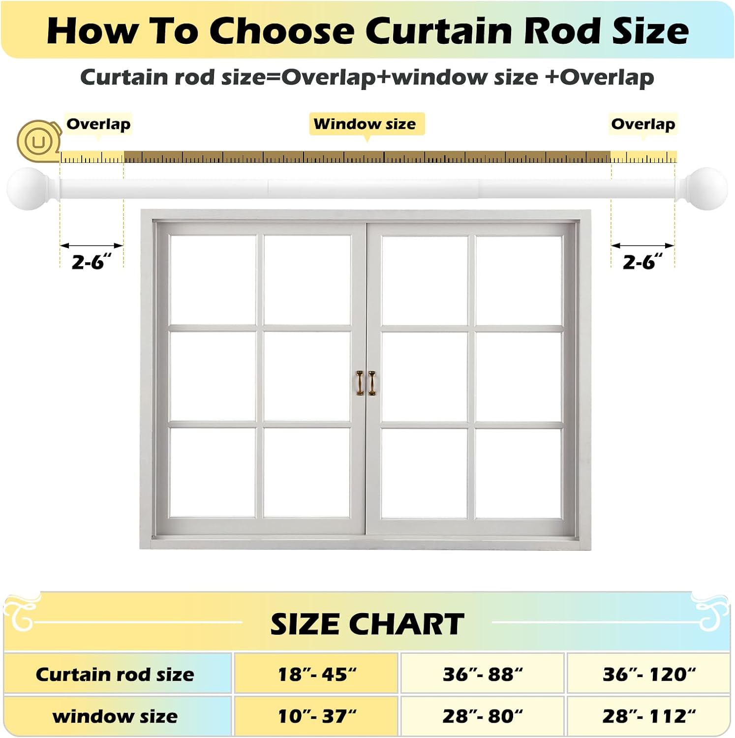 JRZOO White Curtain Rods 18-45 with Ball Finials