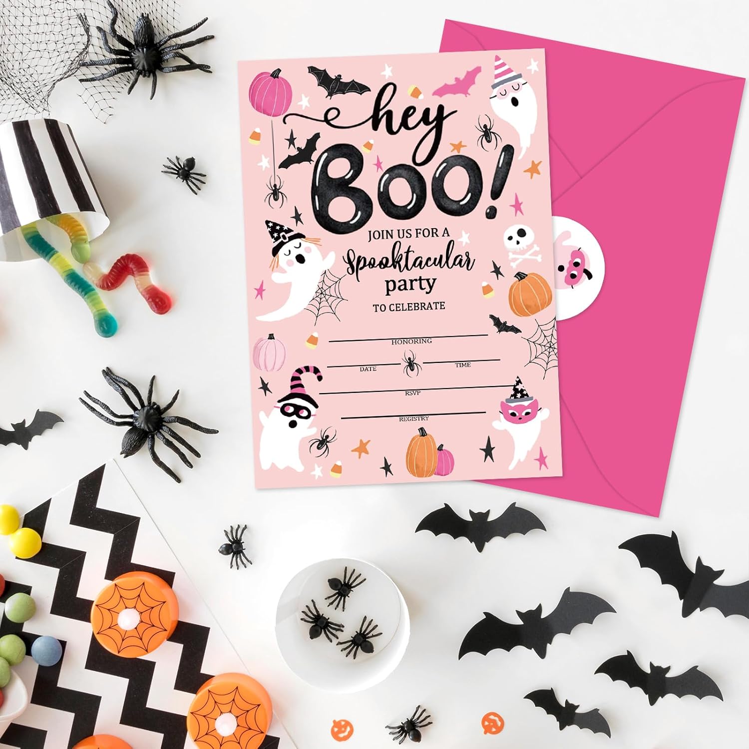 Whaline 25 Halloween Boo Invitations with Envelopes and Stickers