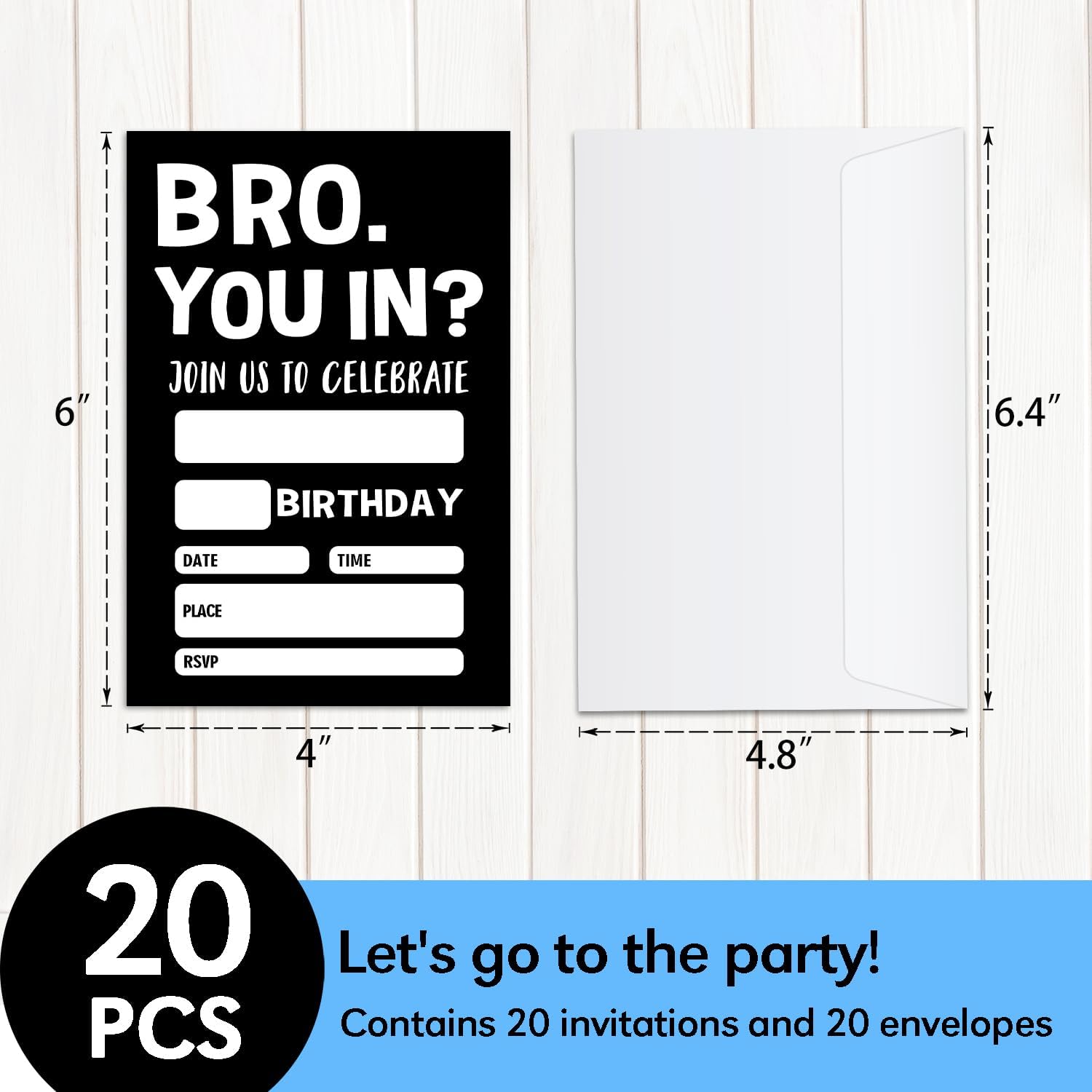 20 Boys Birthday Invitations with Envelopes