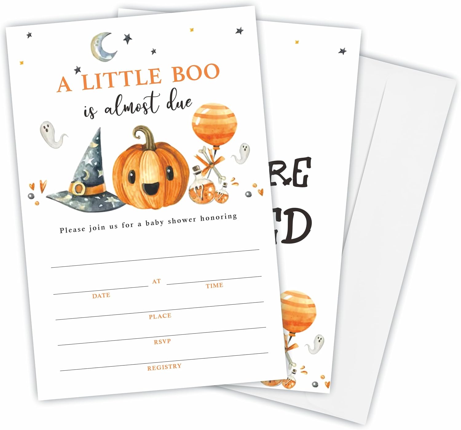 A Little Boo Is Almost Due Gender Reveal Invites