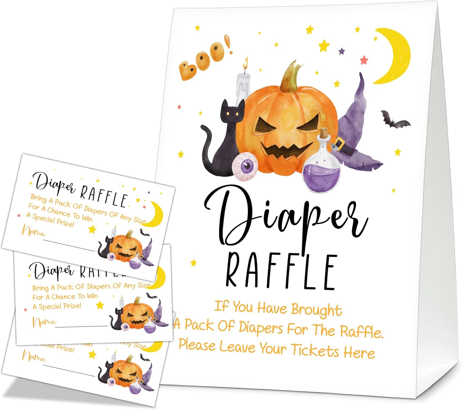 Halloween Diaper Raffle Game Sign And Tickets 1