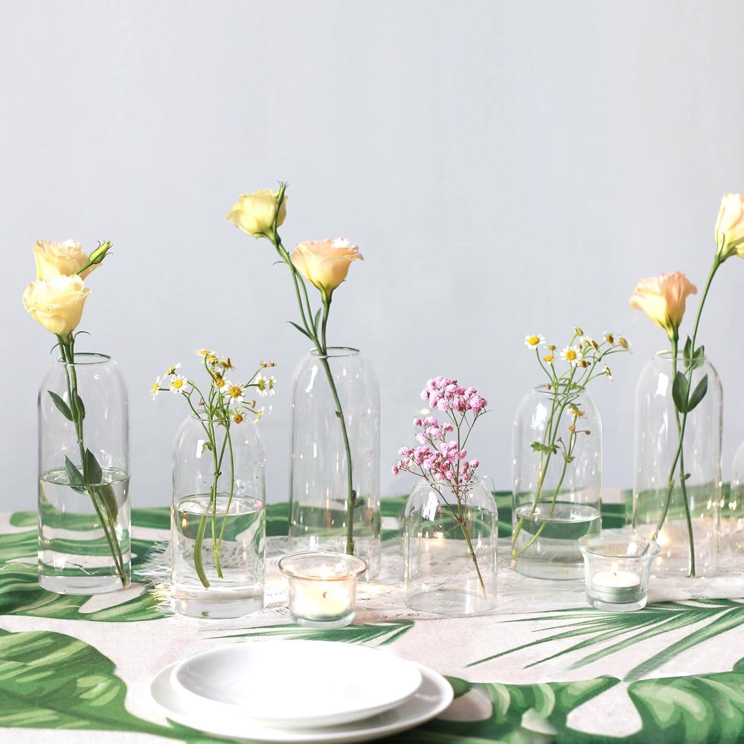 Etolies Clear Glass Vase Set of 12 Modern Cylinder Design