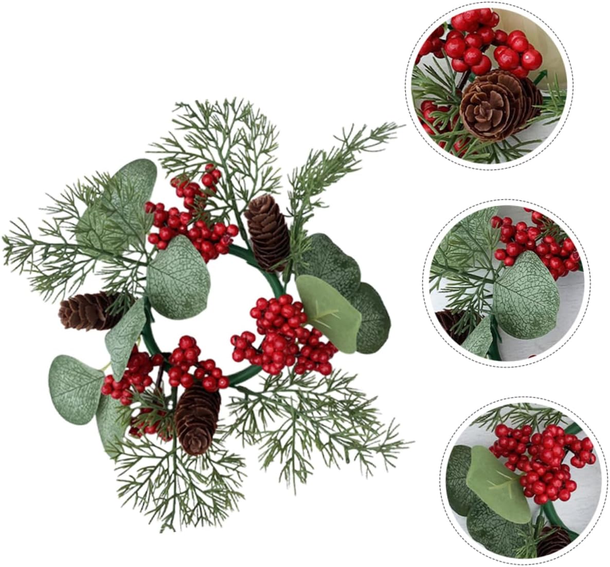 BESTYASH Christmas Candle Ring Wreath Artificial Decor