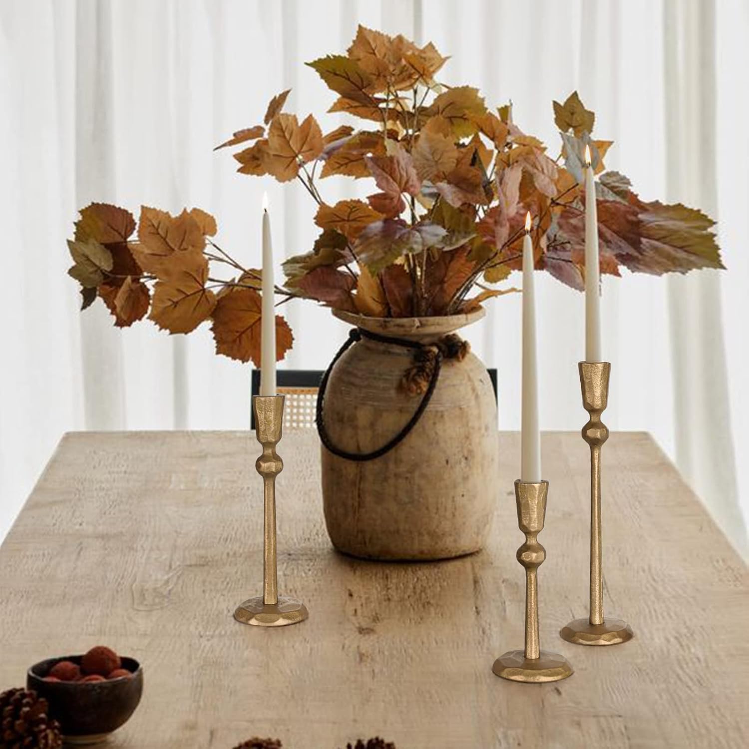 Antique Brass Taper Candle Holder Set of 3