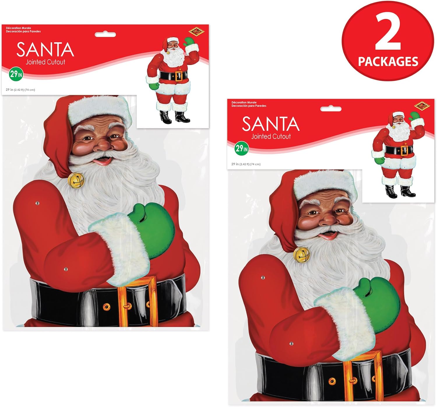 Beistle 2 Pack Jointed Santa Cutout